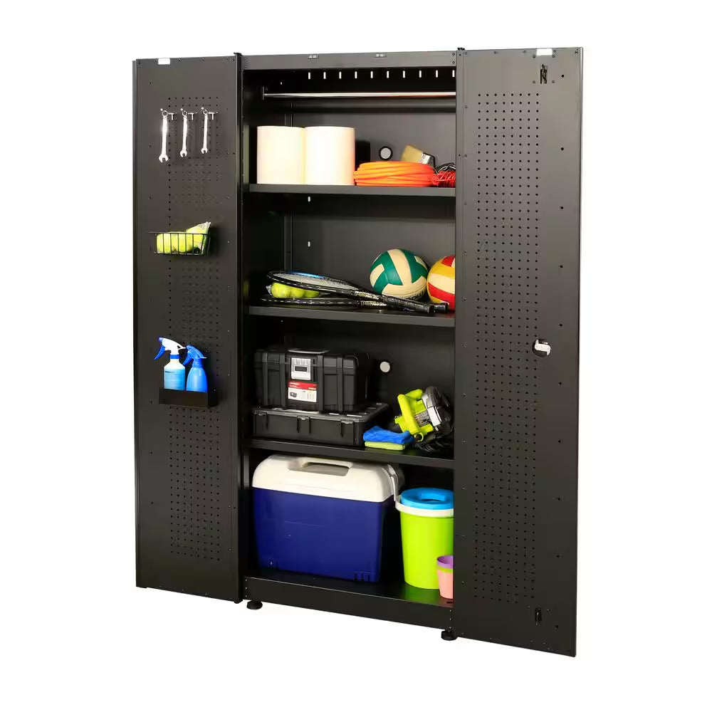 7-Piece Regular Duty Welded Steel Garage Storage System in Black (109 In. W X 75 In. H X 19.6 In. D)